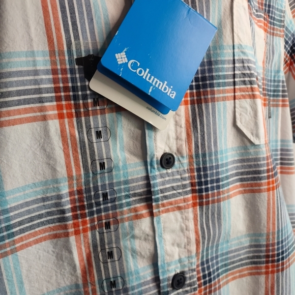 Columbia Button Down Shirt Men's Multicolor Plaid Shortsleeve Size Medium NWT - Picture 7 of 12